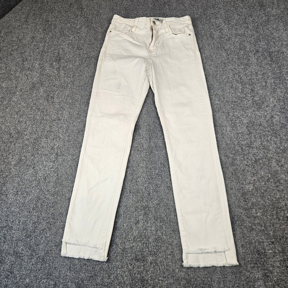 Just Black Denim Off White Straight Leg Raw‎ Step Hem Jeans Size 27 Made in USA